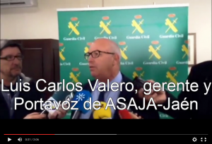 Luis Carlos Valero, gerente de ASAJA-Jaén, declara ante los medios en la presentación del dispositivo de la Guardia Civil